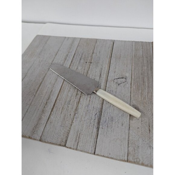Vintage Regent Sheffield Stainless Cake Pie Serrated Spatula Server White Pearl - Picture 1 of 7